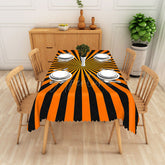 Aperturee - Aperturee Modern Halloween Rectangle Tablecloth with Orange and Black Stripes for Festive and Spooky Party Decor